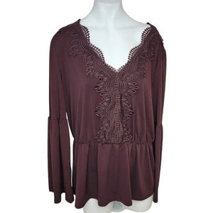 Maurices Boho Bell Sleeve Stretch Top Size  Large